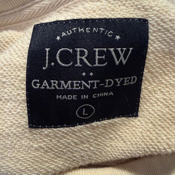 J Crew Garment Dyed Cream Beige Crew Neck Sweatshirt Men Large Cotton Preppy - Picture 4 of 8